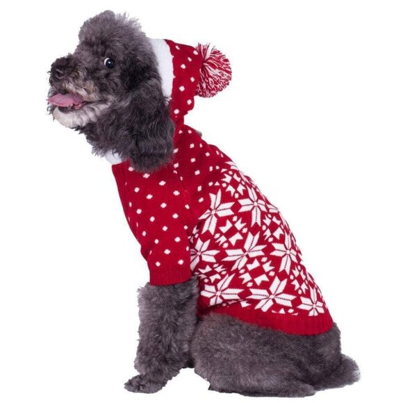 Blueberry Pet Christmas Tree Snowflake Sweater Coat Hoodie Dog Cat Pets Red Blue - Picture 6 of 10